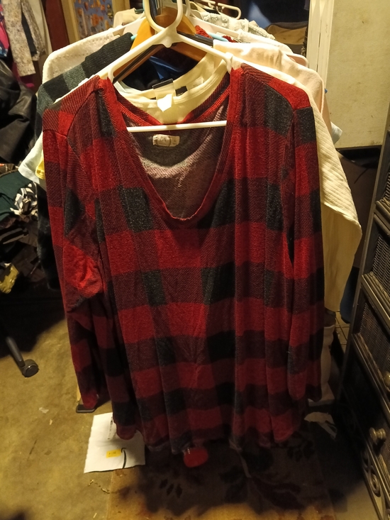 24/7 Other - Cozy Red & Black Plaid Women's Pajama Top